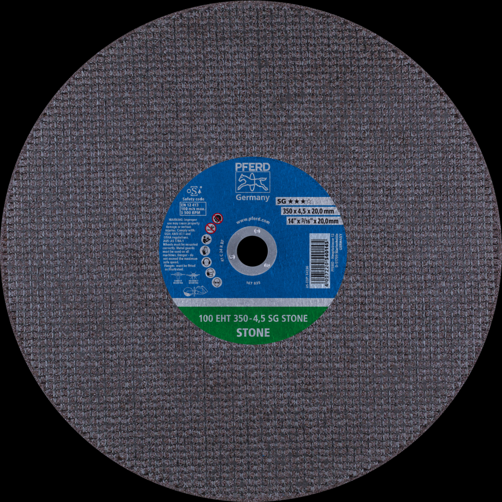 PFERD Portable Cut-Off Wheel, 14&#34; x 1/8 x 20mm, SG STONE, T1, Silicon carbide