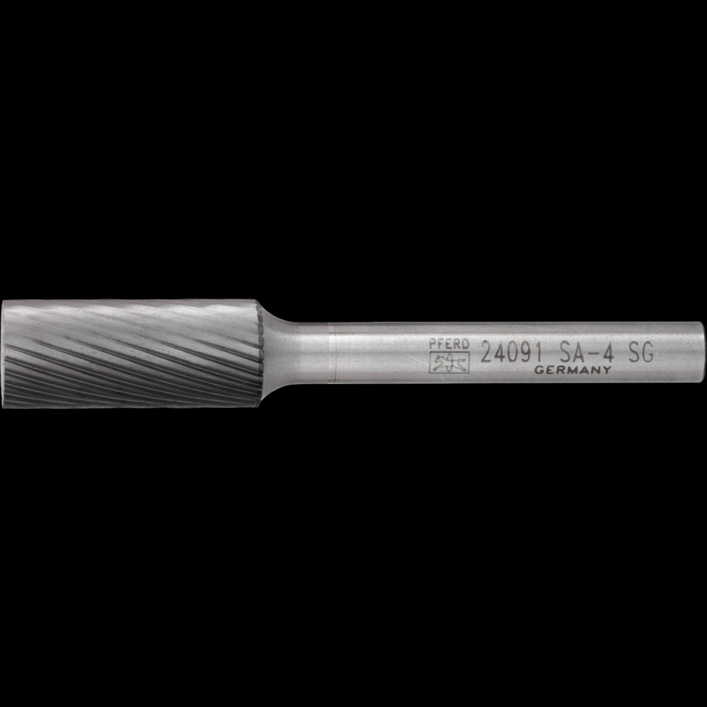 PFERD Carbide Bur SA-4 Cylindrical Uncut End Single Cut 7/16&#34; x 1&#34; x 1/4&#34; Shank