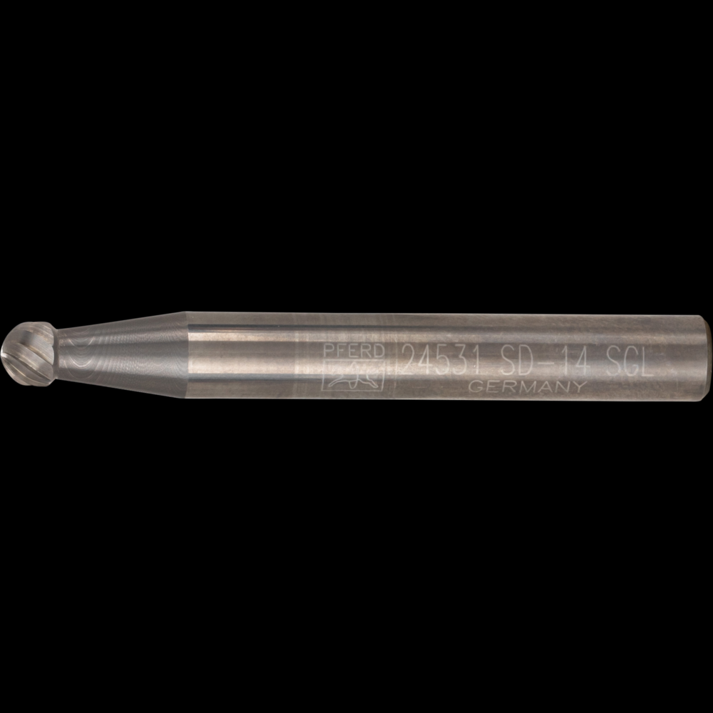 PFERD Carbide Bur SD-14 Ball Shape Single Cut 3/16&#34; x 1/8&#34; x 1/4&#34; Shank