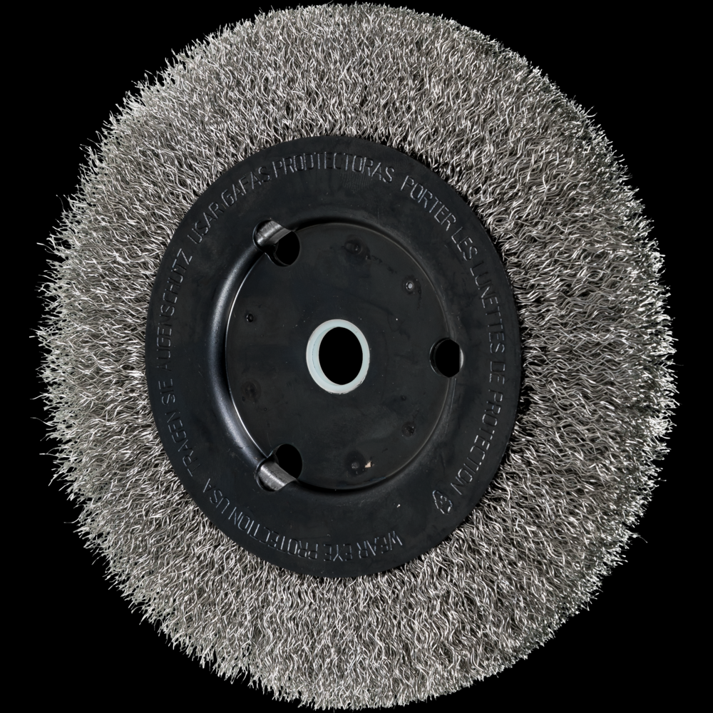 PFERD Crimped Wire Wheel Brush 6&#34; Dia Narrow Face .010 Stainless Steel 5/8-1/2&#34; Arbor