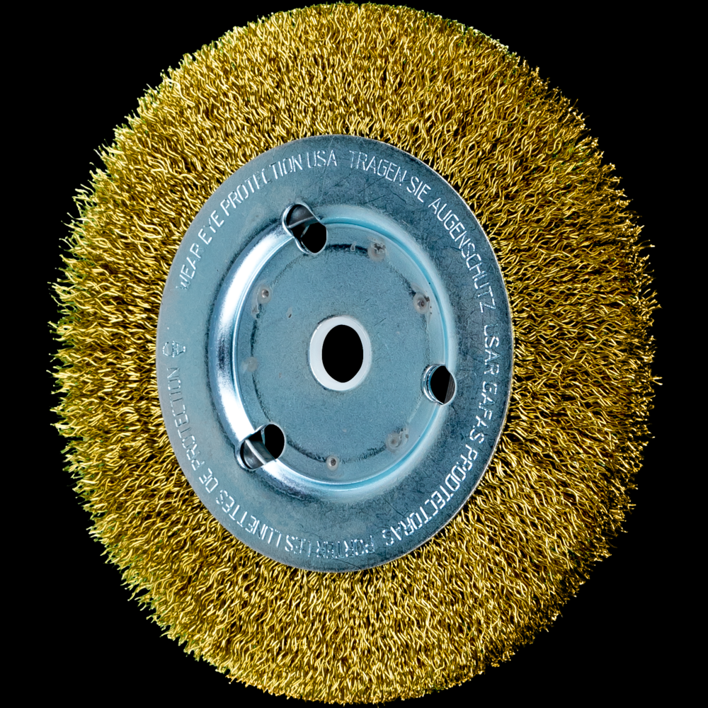 PFERD Crimped Wire Wheel Brush 6&#34; Dia Narrow Face .014 Stainless Steel 5/8-1/2&#34; Arbor