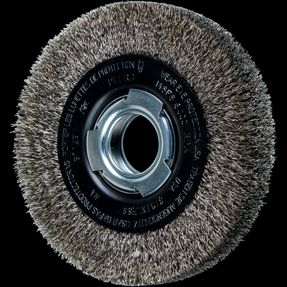 PFERD Crimped Wire Wheel Brush 6&#34; Dia Medium Face .010 Stainless Steel 2&#34; Arbor