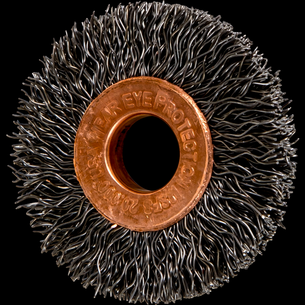 PFERD Tube Center Wire Wheel Brush 1-1/2&#34; Dia. .012 Carbon Steel 3/8&#34; Arbor