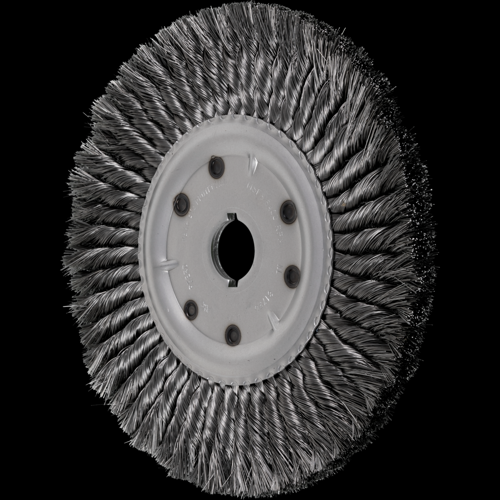 PFERD Standard Twist Knot Wire Wheel Brush 10&#34; Dia. .014 Carbon Steel 1-1/4&#34; Arbor