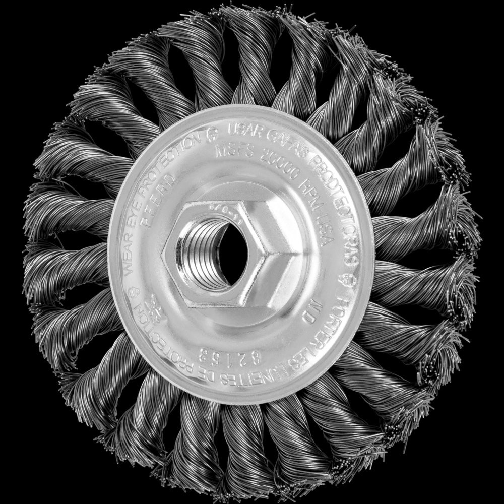 PFERD Standard Twist Knot Wire Wheel Brush 4&#34; Dia. .014 Carbon Steel 5/8-11&#34; Thread