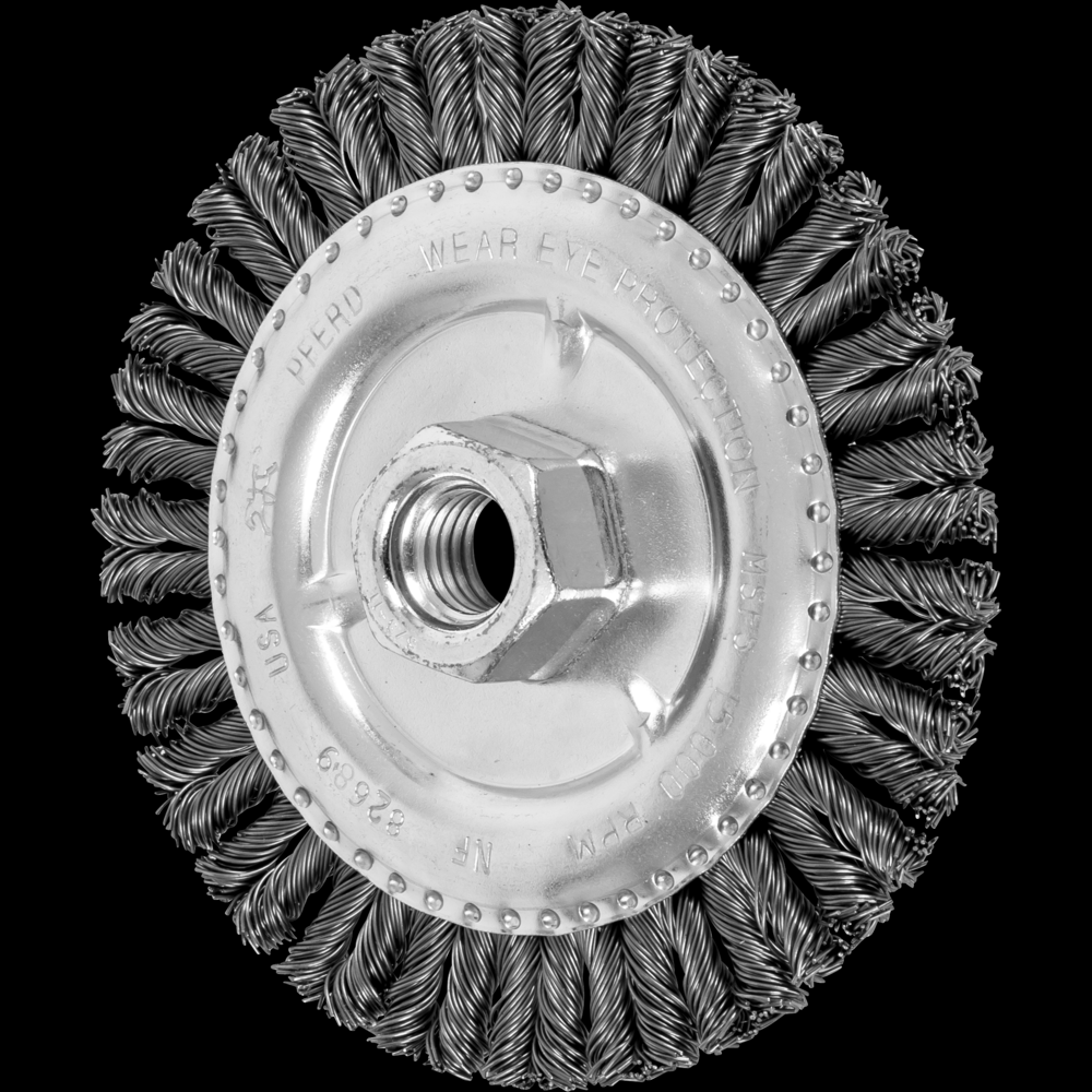 PFERD COMBITWIST® Stringer Bead Wheel Brush 4-7/8&#34; Dia .020 CS5/8-11&#34; Thread