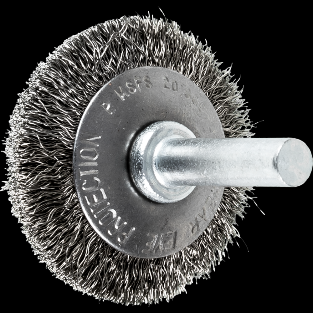 PFERD Mounted Flared Cup Brush 1-1/2&#34; Dia. .006 Stainless Steel 1/4&#34; Shank