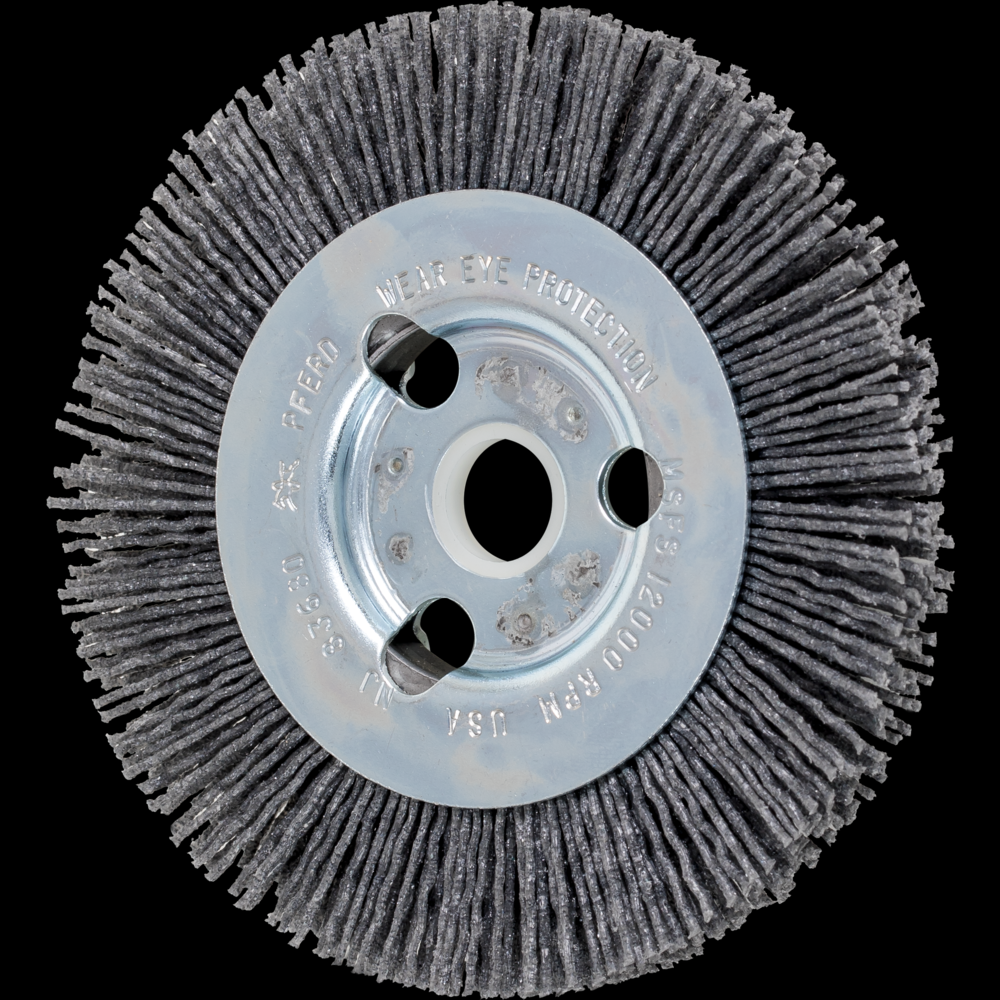 PFERD M-BRAD® High Density Wheel Brush 4&#34; Dia .040/80 Grit SiC 5/8-1/2&#34; Arbor