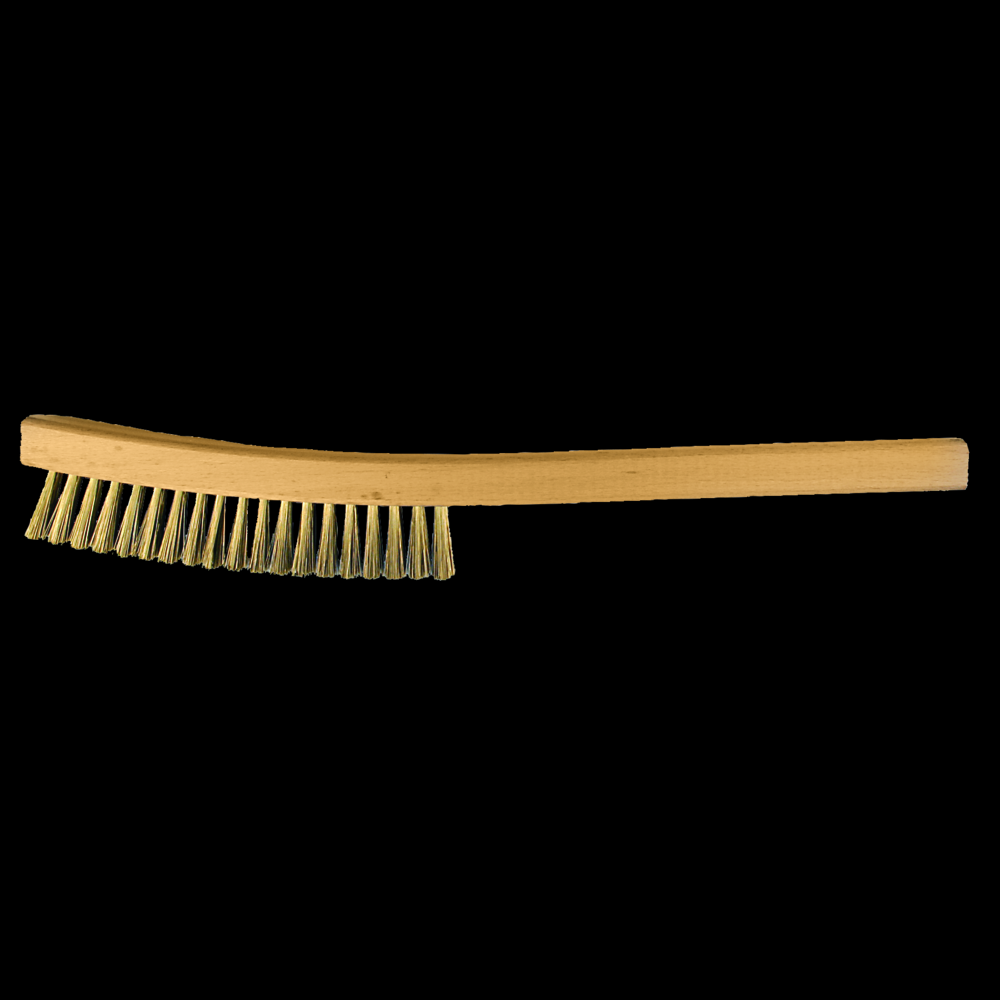 PFERD Curved Handle Platers Brush 4 Rows .005 Brass Wire