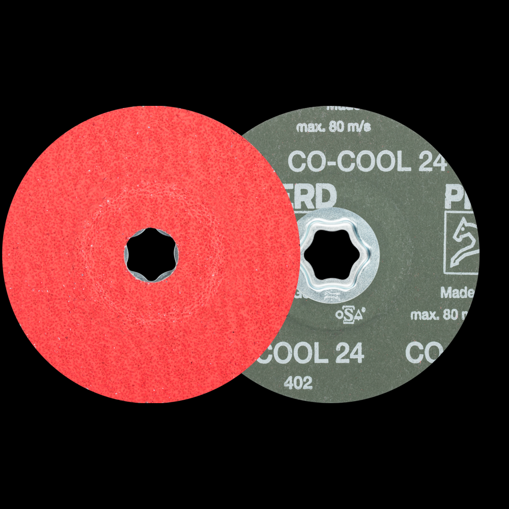 PFERD COMBICLICK® Fiber Disc, 5&#34; Dia, 24 Grit, Ceramic oxide CO-COOL