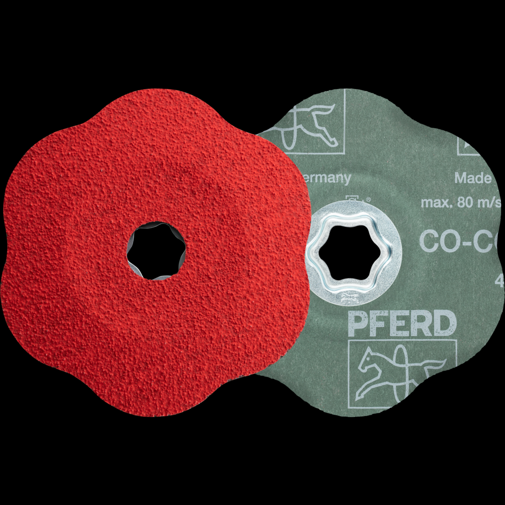 PFERD COMBICLICK® CONTOUR Fiber Disc, 5&#34; Dia, 60 Grit, Ceramic oxide CO-COOL