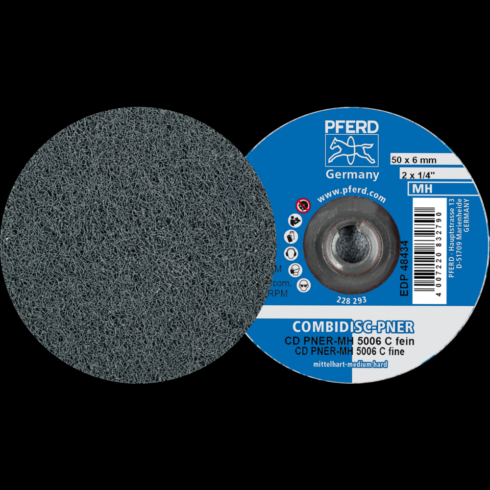 PFERD COMBIDISC® Unitized Disc, 2&#34; Dia, Type CD, Fine, Medium-Hard,6SF,Silicon carbide