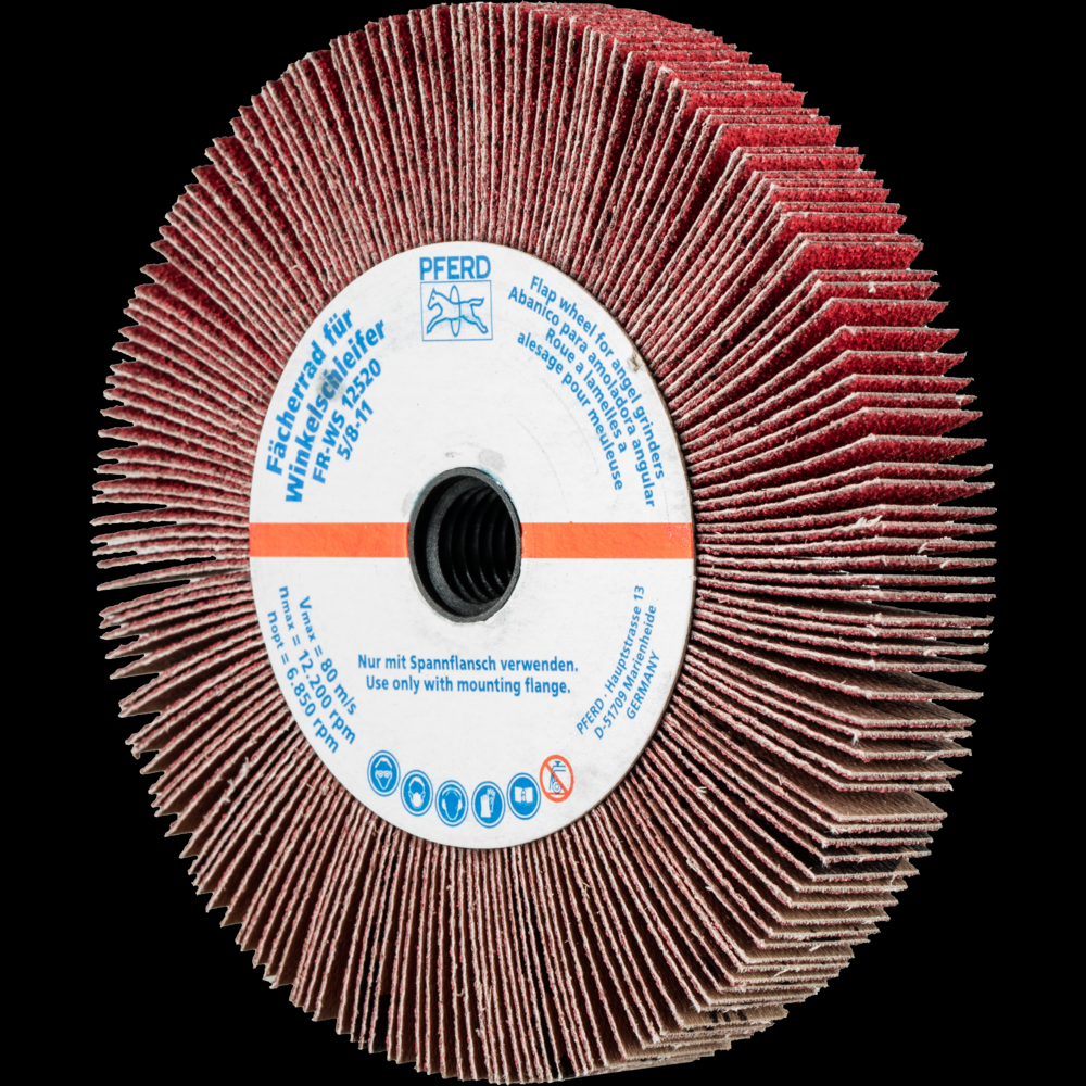PFERD Angle Grinder Flap Wheel, 5&#34; x 5/8 x 5/8-11, 80 Grit, Ceramic oxide CO-COOL