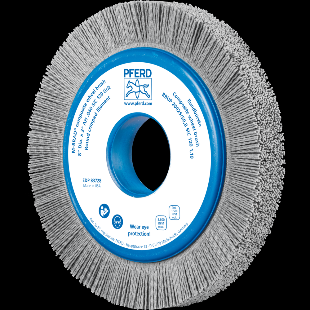 PFERD M-BRAD® Composite Wheel Brush 8&#34; Dia. .040/120 Grit Silicon Carbide 2&#34; Arbor