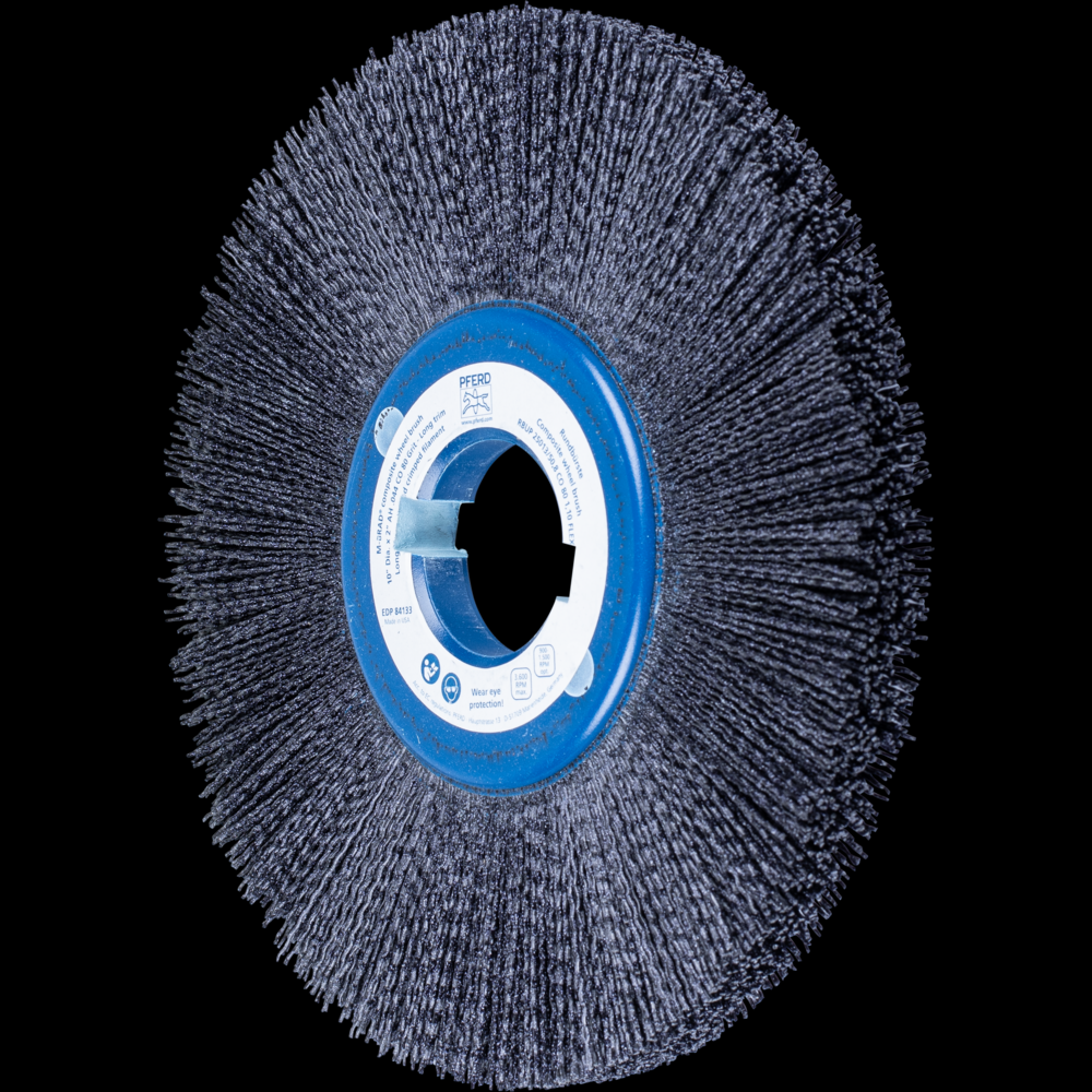 PFERD M-BRAD® Composite Wheel Brush 10&#34; Dia. .040/80 Grit Ceramic Oxide 2&#34; Keyed Arbor