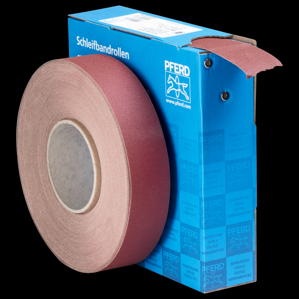 PFERD Shop Roll, Resin over Resin Heavy-Duty,1-1/2&#34; x 50 yards,180 Grit,Aluminum oxide