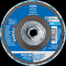 Pferd Inc. 47802697 - PFERD POLINOX® Unitized Disc, 5" x 1/2 x 5/8-11, T27, Fine, Soft, 3SF, Silicon carbide
