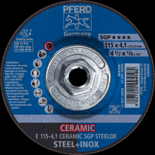 Pferd Inc. 62100120 - PFERD Grinding Wheel, 4-1/2" x 1/8 x 5/8-11, CERAMIC SGP STEELOX, T27