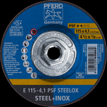 Pferd Inc. 69901306 - PFERD Grinding Wheel, 4-1/2" x 1/8 x 5/8-11, PSF STEELOX, T27, Aluminum oxide