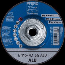 Pferd Inc. 69902579 - PFERD Grinding Wheel, 4-1/2"x 1/8x5/8-11, SG ALU, T27, Aluminum oxide, Silicon carbide