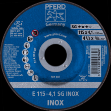 Pferd Inc. 62211423 - PFERD Grinding Wheel, 4-1/2" x 1/8 x 7/8, SG INOX, T27, Aluminum oxide