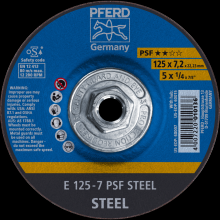 Pferd Inc. 69901721 - PFERD Grinding Wheel, 5" x 1/4 x 5/8-11, PSF STEEL, T27, Aluminum oxide