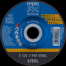 Pferd Inc. 69901712 - PFERD Grinding Wheel, 5" x 1/4 , 7/8 PSF STEEL, T27, Aluminum oxide