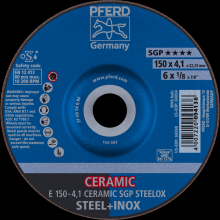 Pferd Inc. 62100150 - PFERD Grinding Wheel, 6" x 1/8 x 7/8, CERAMIC SGP STEELOX, T27