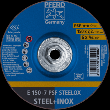 Pferd Inc. 69901181 - PFERD Grinding Wheel, 6" x 1/4 x 5/8-11, PSF STEELOX, T27, Aluminum oxide