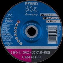 Pferd Inc. 62218110 - PFERD Grinding Wheel, 7" x 1/8 x 7/8, ZIRKON SG CAST+STEEL, T27, ZA, AO