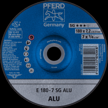 Pferd Inc. 62217622 - PFERD Grinding Wheel, 7" x 1/4 x 7/8, SG ALU, T27, Aluminum oxide, Silicon carbide