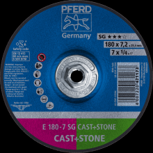 Pferd Inc. 69901229 - PFERD Grinding Wheel, 7" x 1/4 x 5/8-11, SG CAST+STONE, T27, AO, SiC