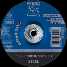 Pferd Inc. 69901237 - PFERD Grinding Wheel, 7" x 1/4 x 5/8-11, SGP ZIRKON STEEL, T27, AO, SiC