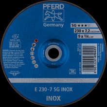 Pferd Inc. 62223632 - PFERD Grinding Wheel, 9" x 1/4 x 7/8, SG INOX, T27, Aluminum oxide