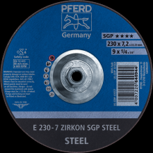 Pferd Inc. 69901238 - PFERD Grinding Wheel, 9" x 1/4 x 5/8-11, SGP ZIRKON STEEL, T27, AO, SiC