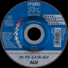 Pferd Inc. 61340312 - PFERD Cut-Off Wheel, 4-1/2" x 3/32 x 7/8, SG ALU, T27, Aluminum oxide