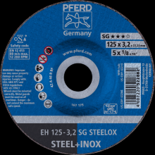 Pferd Inc. 61333432 - PFERD Cut-Off Wheel, 5" x 1/8 x 7/8, SG STEELOX, T27, Aluminum oxide