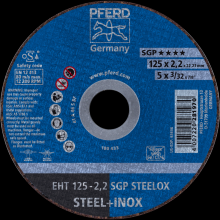 Pferd Inc. 61331622 - PFERD Cut-Off Wheel, 5" x 3/32 x 7/8, SGP STEELOX, T1, Aluminum oxide