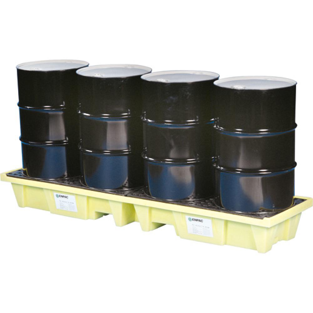 In-Line Poly-Spillpallet 3000 With Drain (4 DRUM) - 98&#34; X 25.25&#34; X 12&#34;