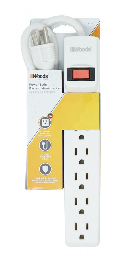 POWERSTRIP- 6 OUTLET 2&#39; CORD