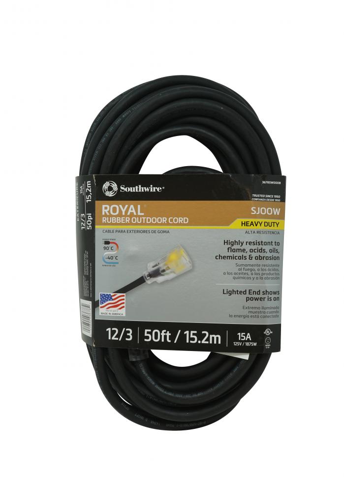 CORDSTOR, 12/3 SJTW 50&#39; BK RETRACT LE SW