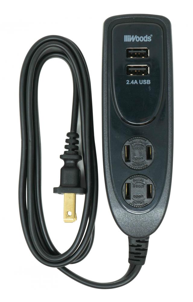 POWERSTRIP, DSKTP USB 2 OUT 2.4A BLK