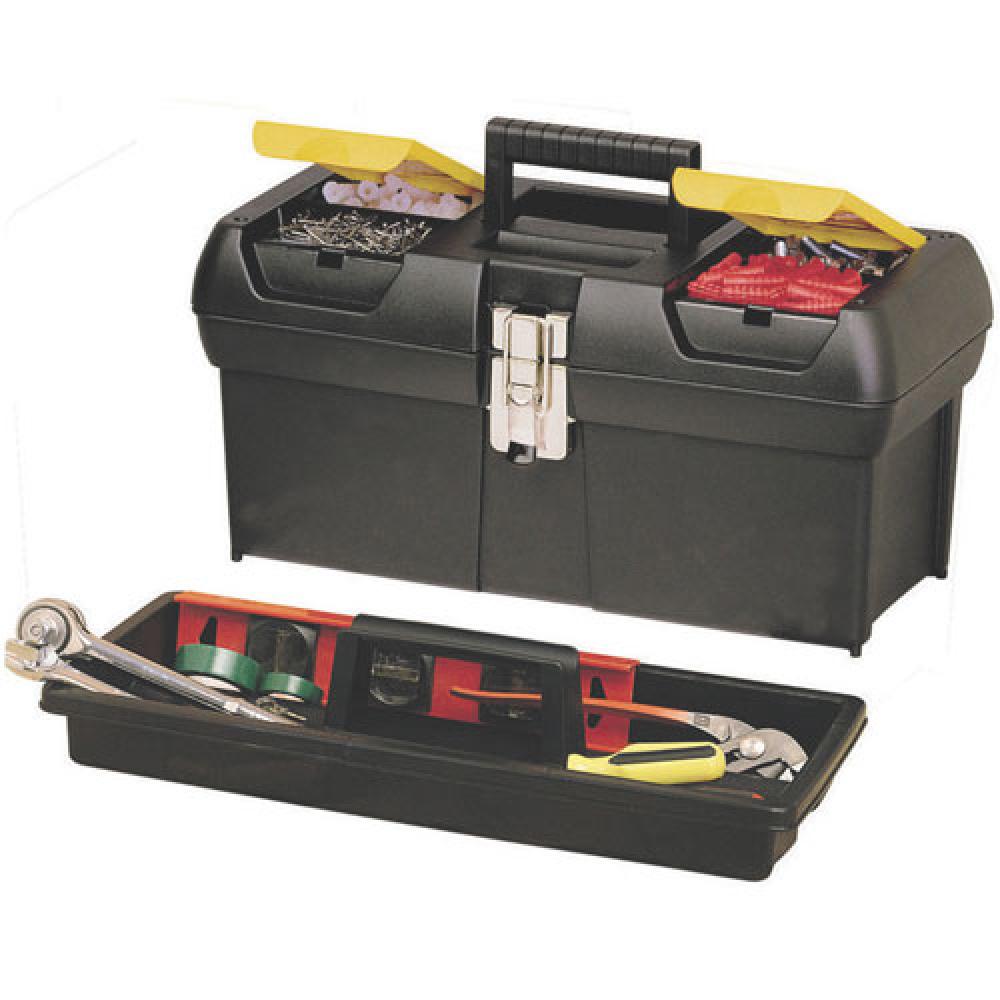 12.5&#34; Tool Box with 2 Built-in Organizers & Metal Latch