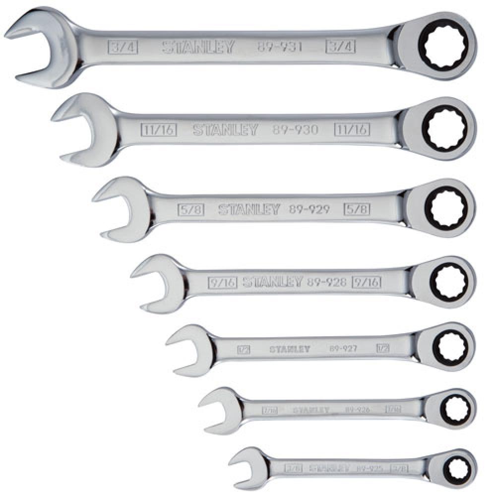 7 pc Ratcheting Combination Wrench Set SAE