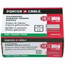 Porter Cable PNS18125 - 18GA, 1/4" NARROW CROWN, 1-1/4" LEG, GALVANIZED, 5000 CT