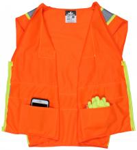 MCR Safety SURVOM - Class 2, Orange Vest, 2" Silver/3"Lime