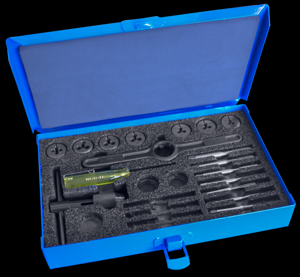 Tap and Die Set w/ Production Hand Taps and HSS Round Adjustable Dies (metric)