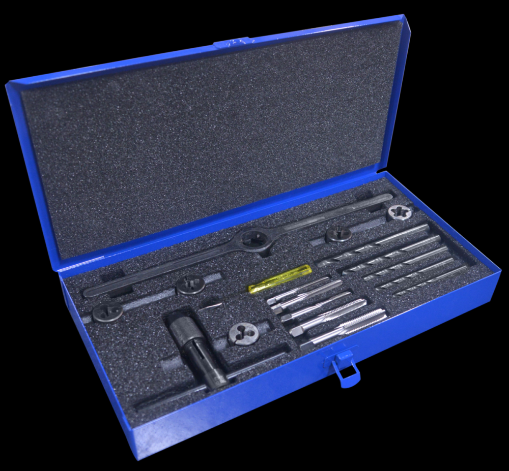 Tap, Die, and Jobber Drill Set w/ Production Hand Taps and HSS Round Adjustable Dies (Metric)