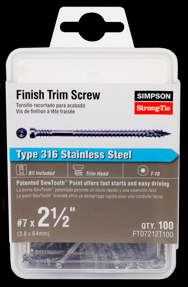Finish Trim Screw - #7 x 2-1/2 in. T10, Trim-Head, Type 316 (100-Qty)