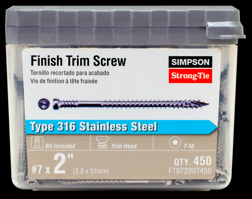 Finish Trim Screw - #7 x 2 in. T10, Trim-Head, Type 316 (450-Qty)